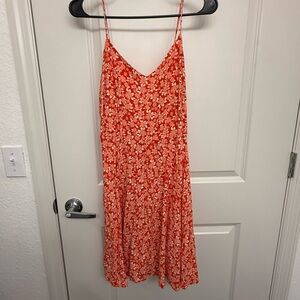 GAP Orange White Midi Sundress